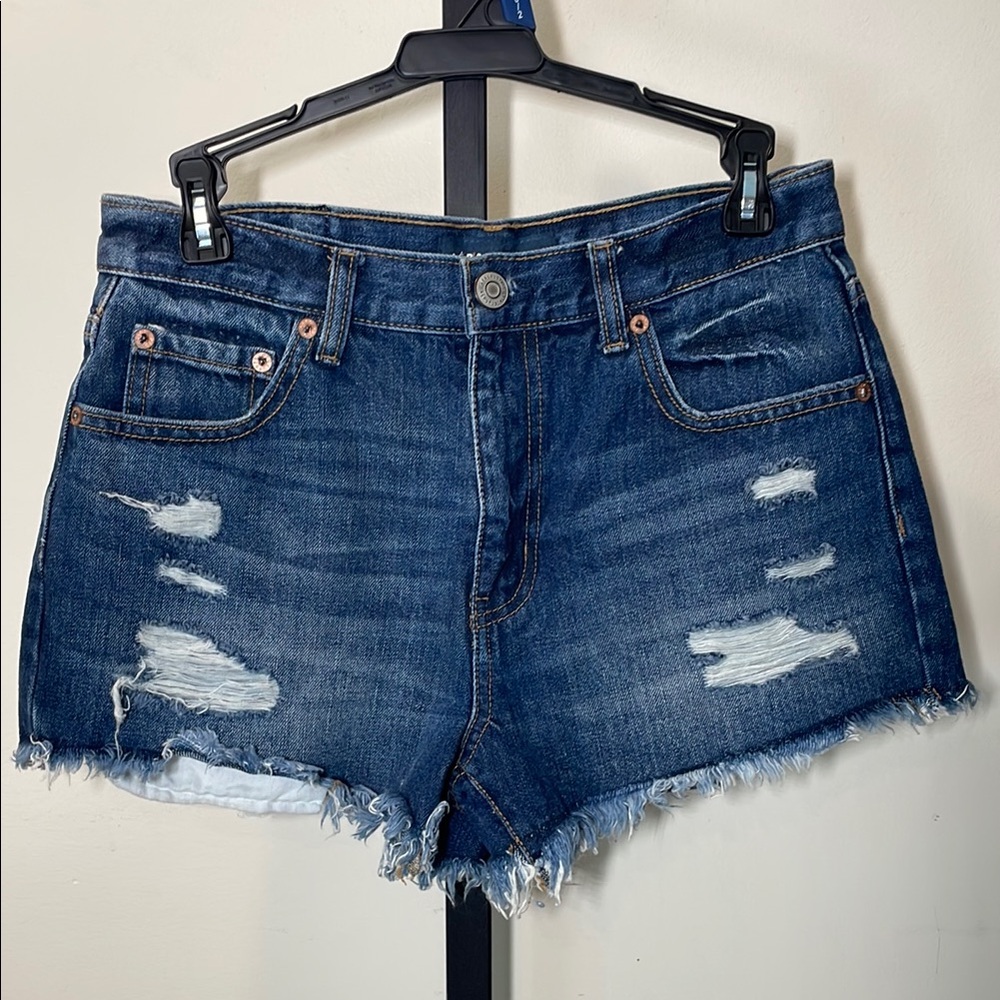 Aeropostale Blue Jean Cheeky Shorts Distressed